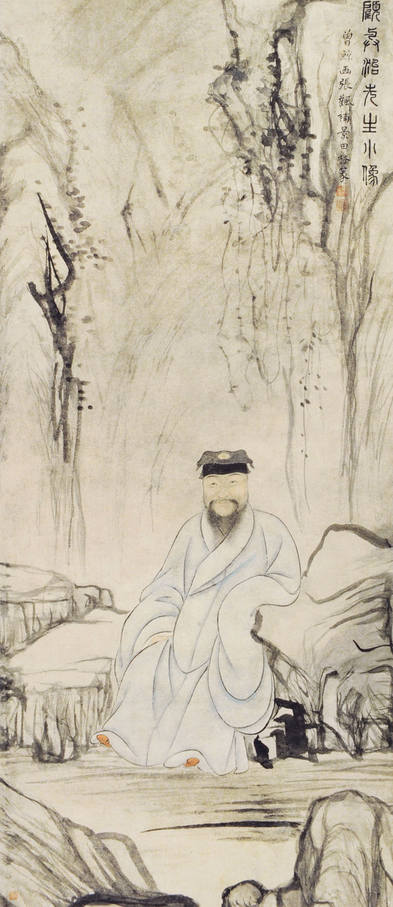 明 曾鲸、张风 顾梦游肖像 45cm105cm 南京博物院藏