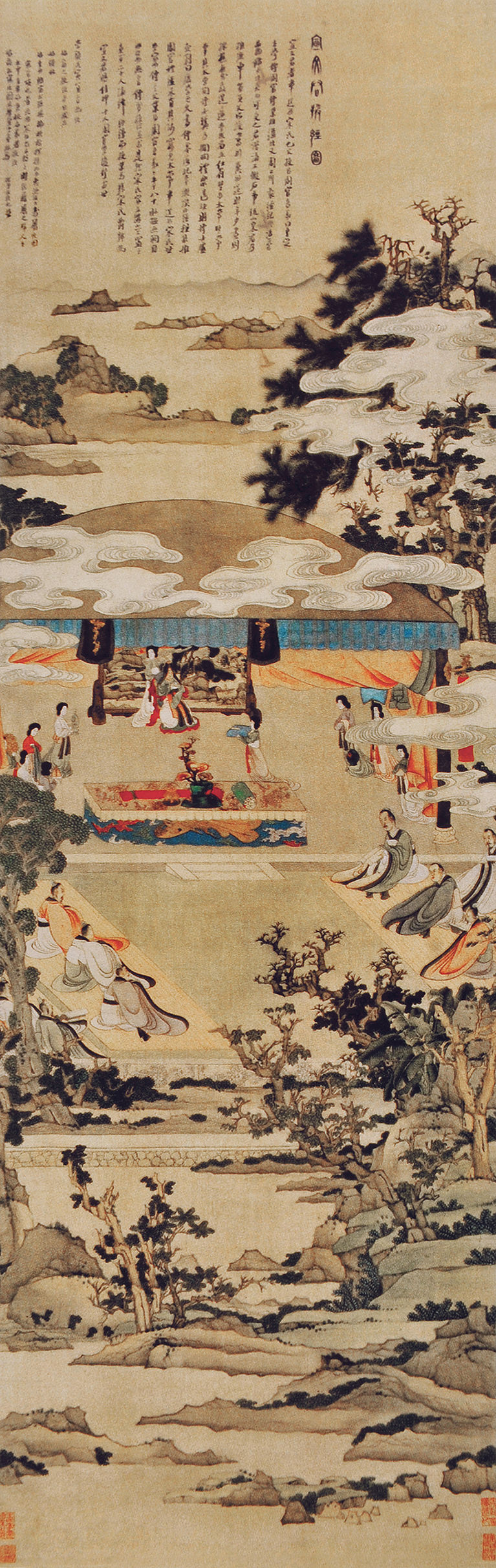 明 陈洪绶 宣文君授经图 55.6cm 173.5cm 1638 美国克利夫兰博物馆藏