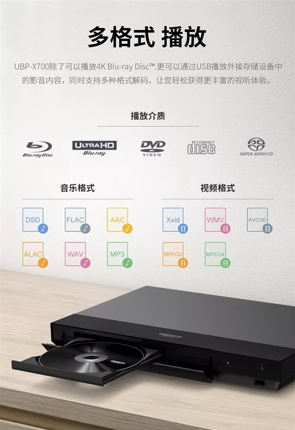 2690元！索尼4K蓝光播放器UBP-X700预售：首款支持杜比视界
