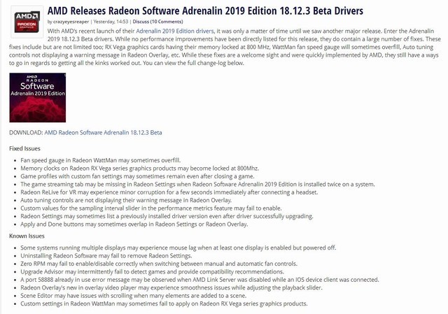 AMD发布18.12.3beta版本，再次来鸡血？