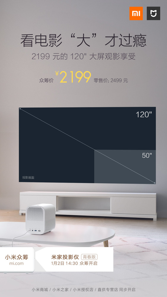 120吋大屏只要2199元？米家新品众筹