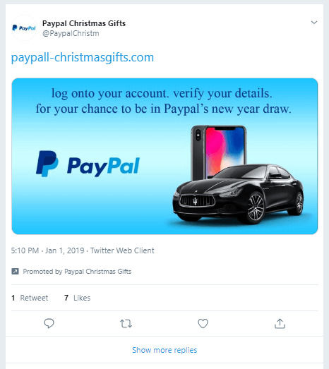 Twitter对推广内容监管不力 让假PayPal账号大肆行骗！