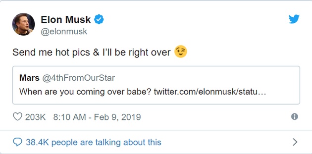 太皮了！马斯克居然在Twitter上和火星调情