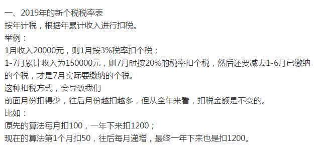 2019年新个税税率表 7级超额累进个人所得税税率表