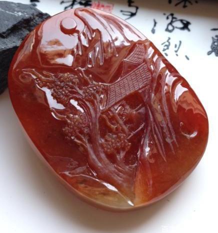 翡翠山水牌意境深远的的寓意