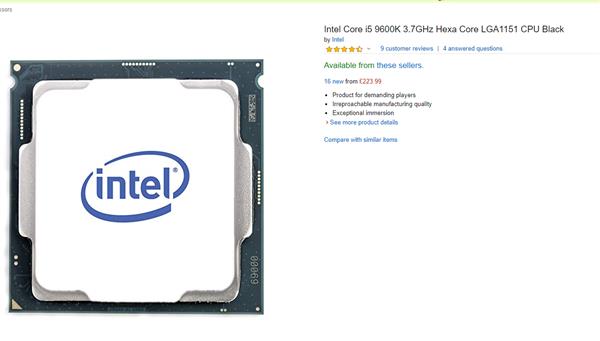 “喜迎”AMD锐龙3000上市 Intel酷睿i5-9600K处理器降价18%
