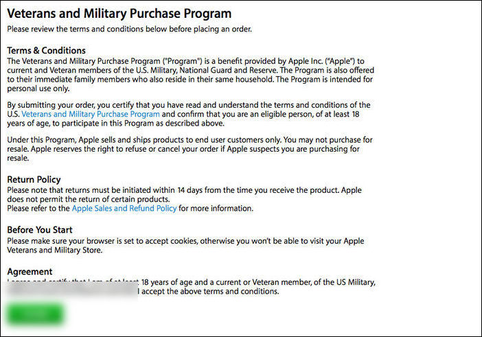 苹果发布军人购买计划,产品打九折