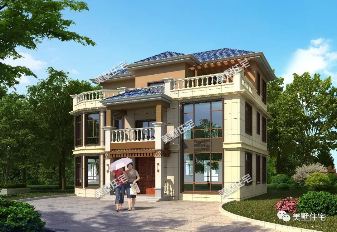 带堂屋的三层农村别墅,14x10米餐厨独立,建了人人夸
