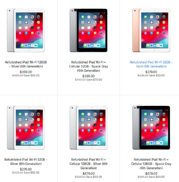 苹果第六代翻新版ipad上线,售价2199元至3699元