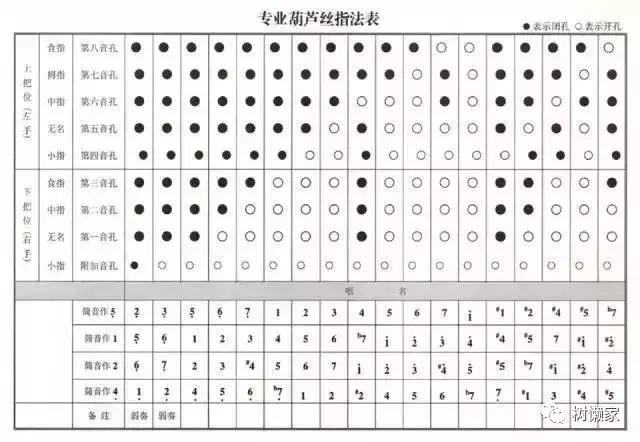葫芦丝演奏符号及指法表大全