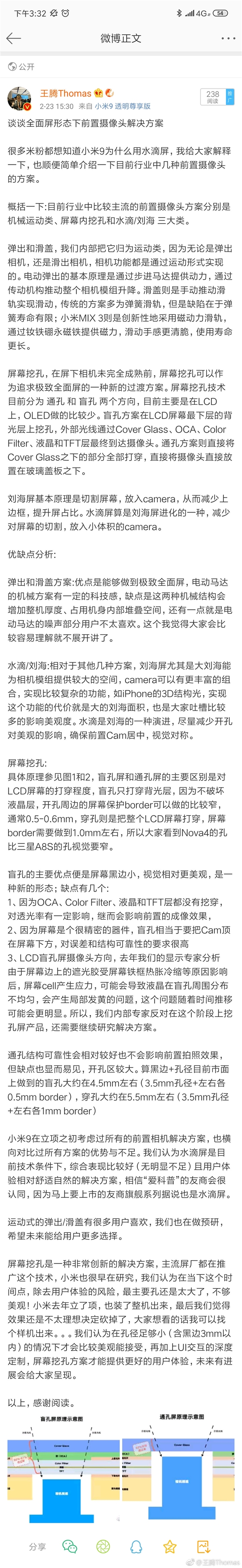 小米王腾科普全面屏前摄被删？最新进展来了