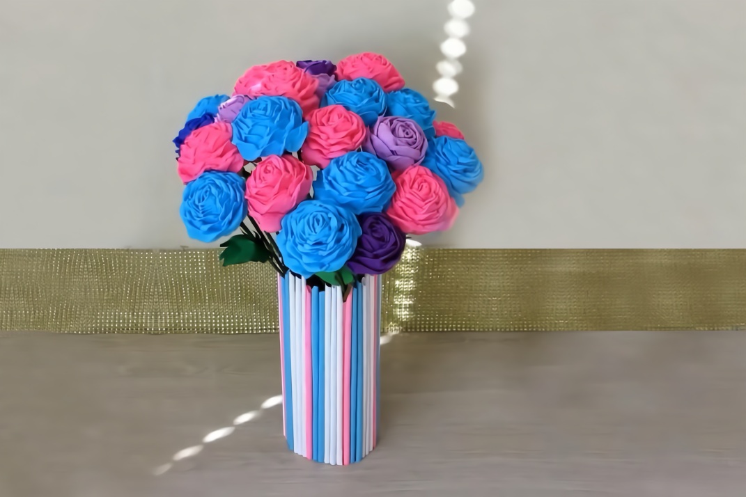 创意生活，教你用绉纸DIY一束漂亮的玫瑰切花