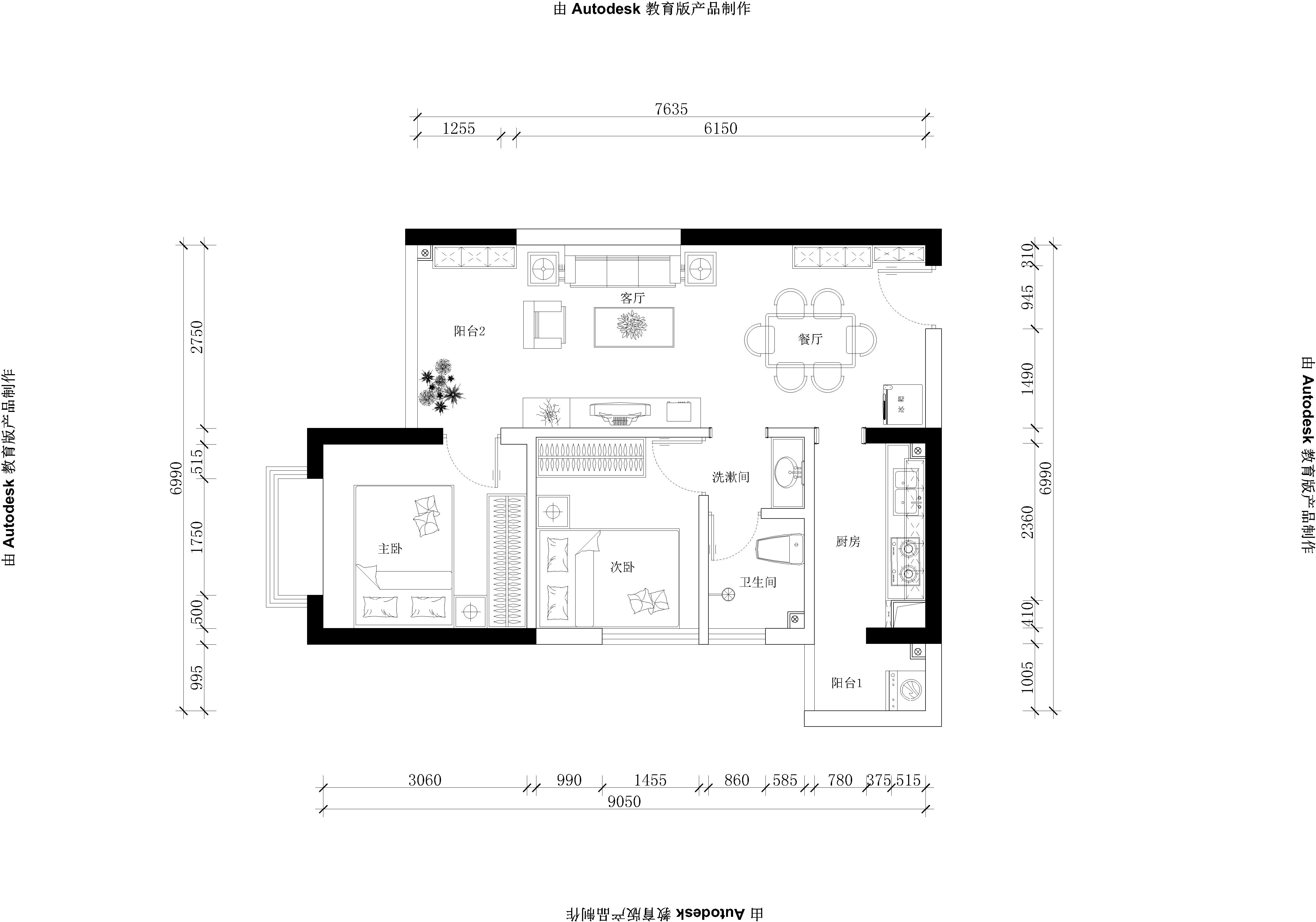 昆明47平米现代风格小户型住宅整装设计方案
