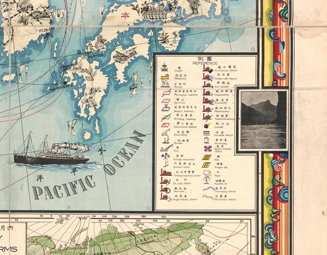 1931年的中国地图,地方特征被画成漫画,一目了然