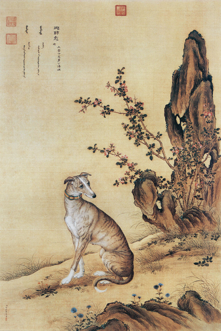 清 郎世宁 十骏犬图之“斑锦彪” 台北故宫博物院藏