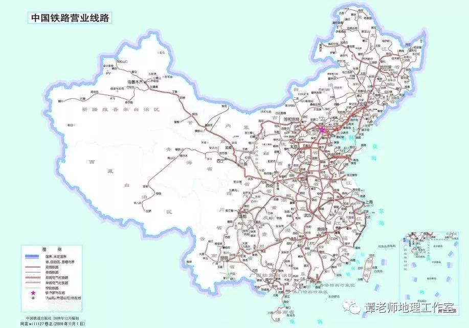 (中国铁路网分布图)
