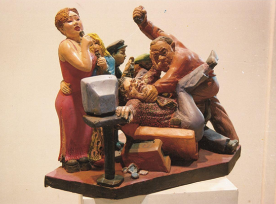 酒吧打架 2-8 李占洋 50×48×30cm 1999 年 雕塑