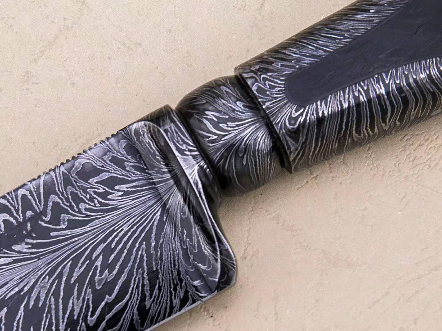 羽毛纹一体刚大马士革猎刀__凤凰网