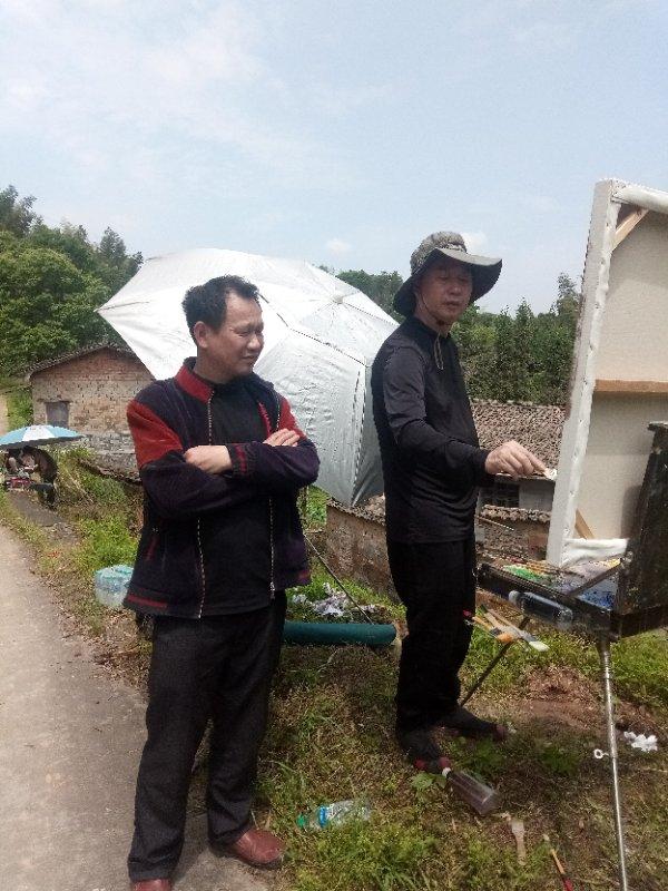 江西工程职业学院副院长,李强教授领队江西写生学会一行八人,画家王祖