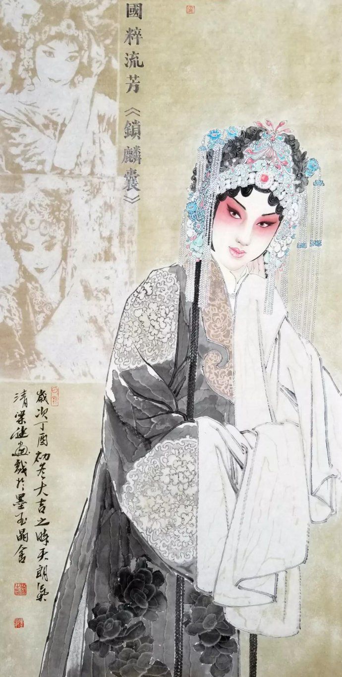 醉酒 尺寸:136cmx68cm 作品:国粹流芳 尺寸:136cmx68cm 作品:花旦芳泽