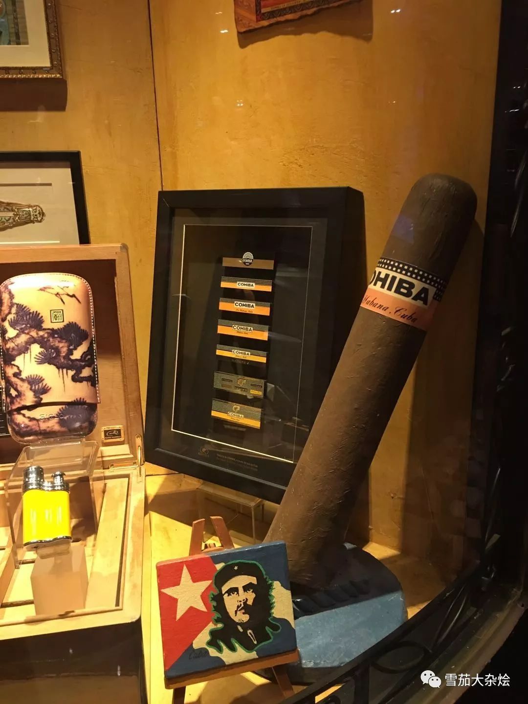 lcdh的橱窗装饰从窗外看到里面的雪茄,这个小伙子很认真地在看一本书