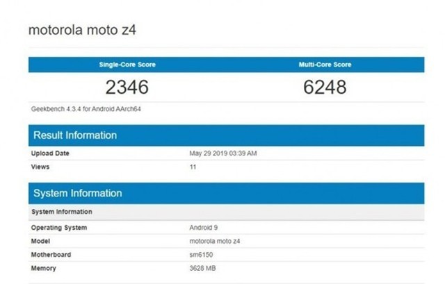 moto z4的geekbench跑分曝光:骁龙675 4gb运存
