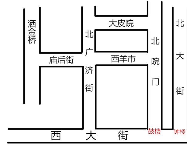 西安回民街平面图图片