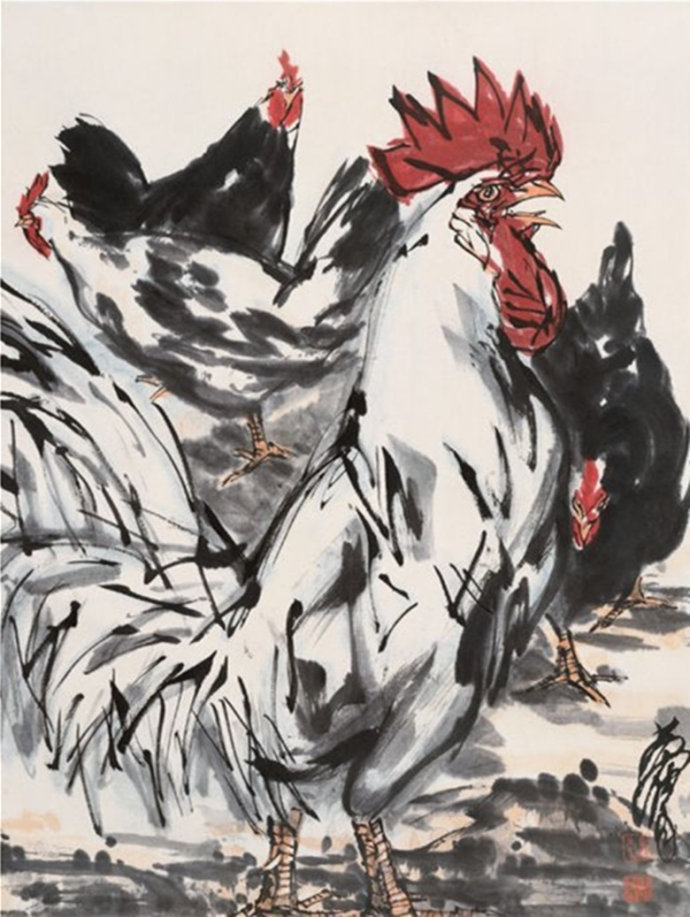 长安画派黄胄鸡欣赏