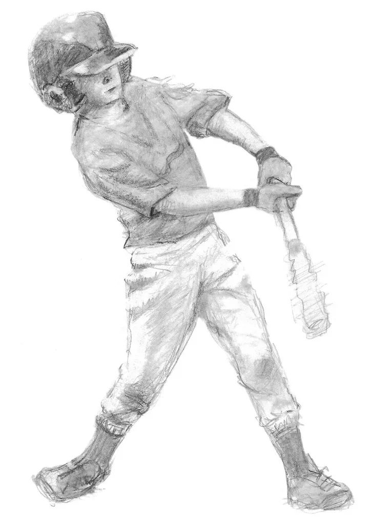 素描萨拉帕克斯教你画一位打棒球的孩子