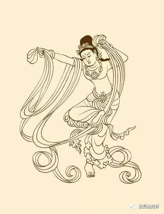 中国传统艺术博大精深敦煌壁画飞天手稿素材