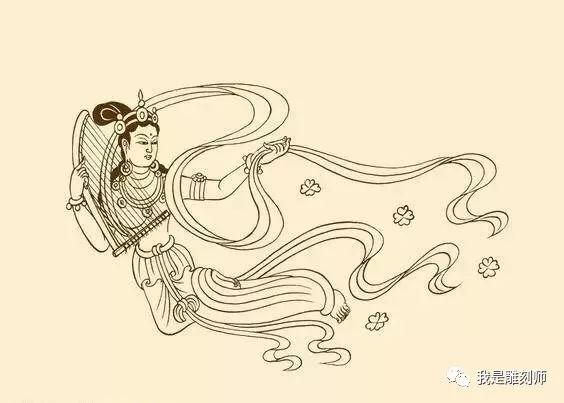 中国传统艺术博大精深敦煌壁画飞天手稿素材