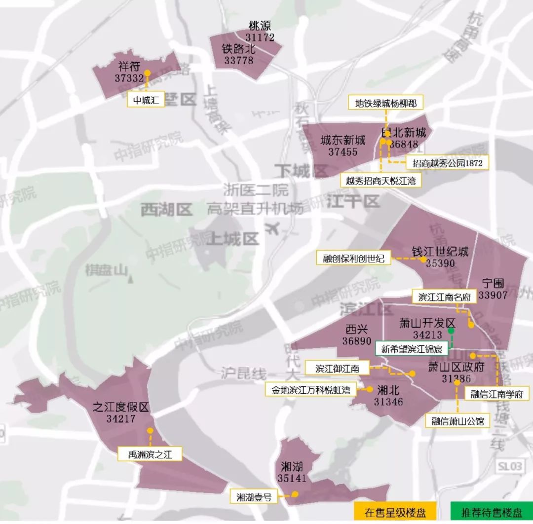 桃源,祥符,之江度假区,西兴,钱江世纪城,萧山开发区,萧山区政府,宁围