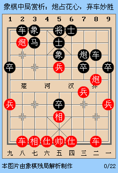 红则兵五平六;炮7平5,仕六进五;卒5进1,相七进五;车7平4,车二平三;将5