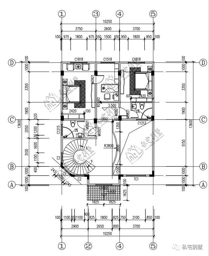 一層130平超現代都市室內佈局,亮點在於雙樓梯設計,也非常有個性的