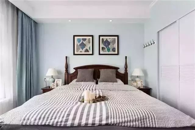 126㎡美式四居室，浅蓝色和白色为基调，舒适又大气