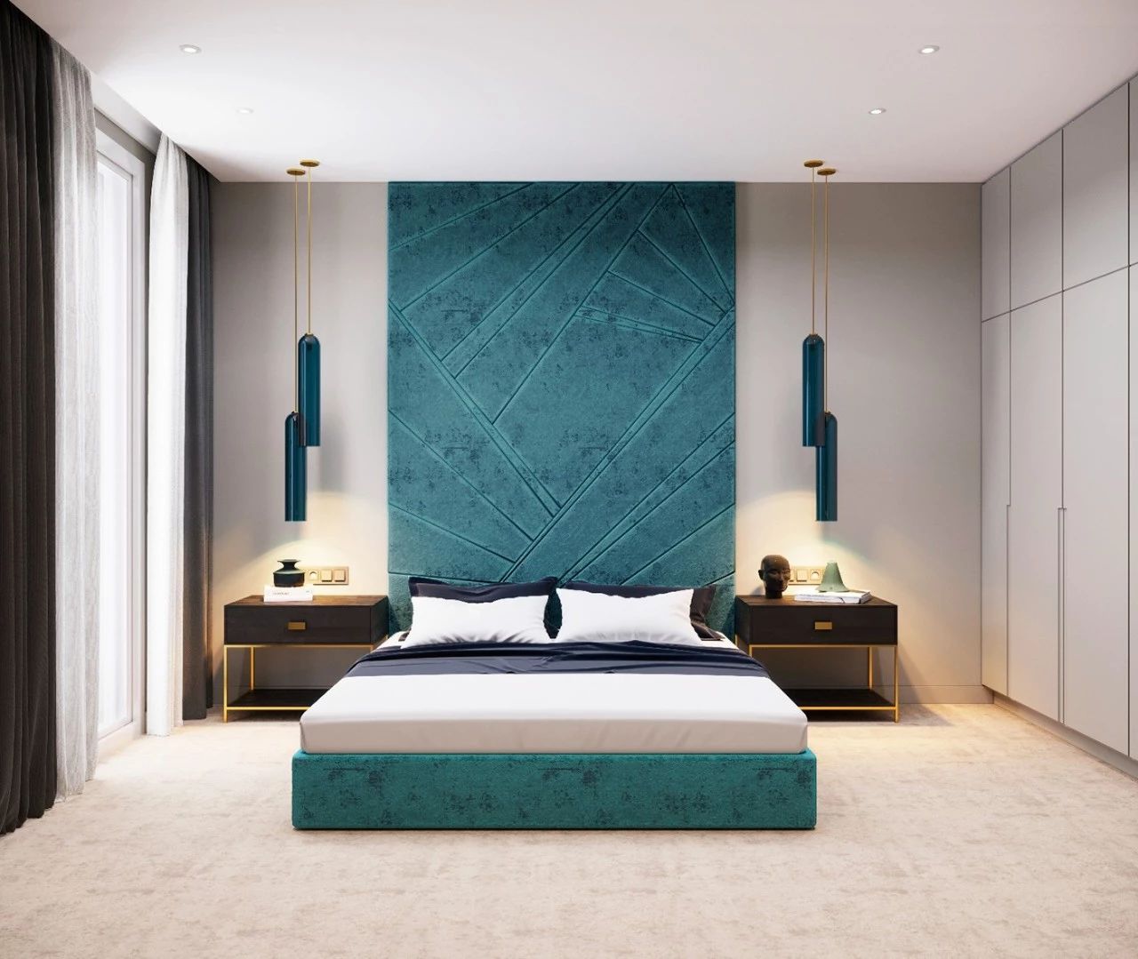 布艺床屏柔软,舒适,很符合卧室的感觉.