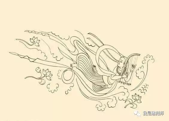 中国传统艺术博大精深敦煌壁画飞天手稿素材