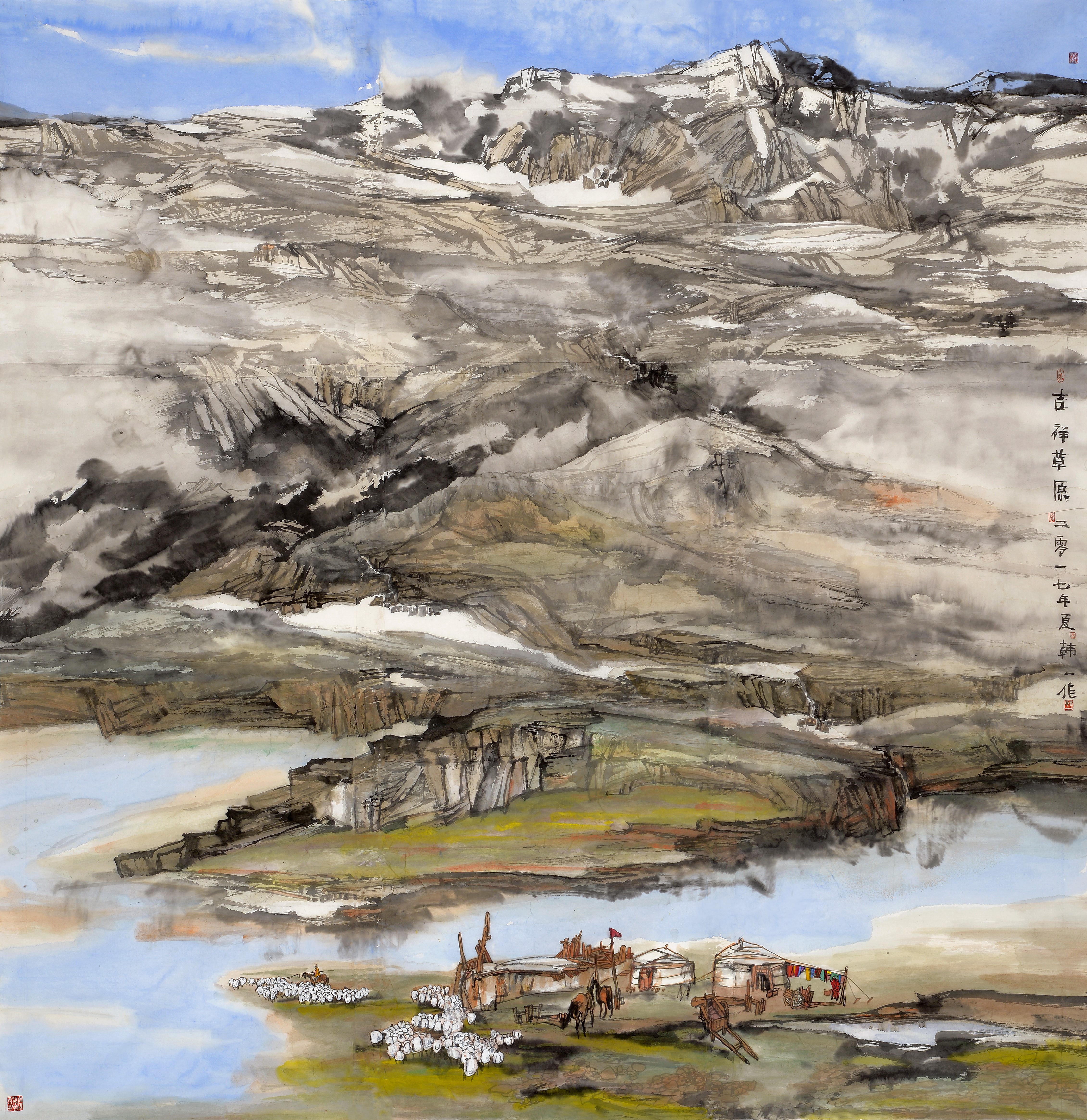 她的西部高原女画家韩一的山水艺术