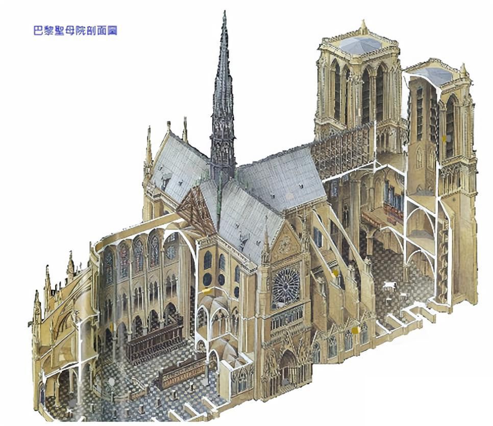 亚眠大教堂剖面图片