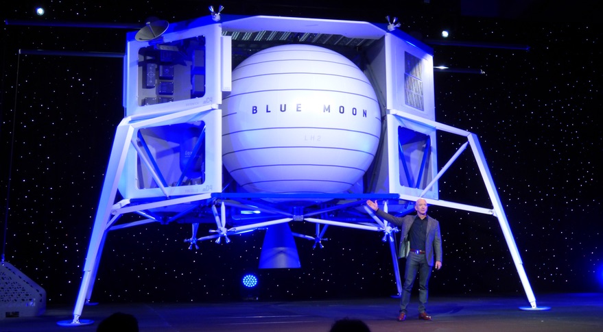 据 cnbc 报道,贝索斯昨日首次展示了蓝色起源公司开发的月球登陆器和