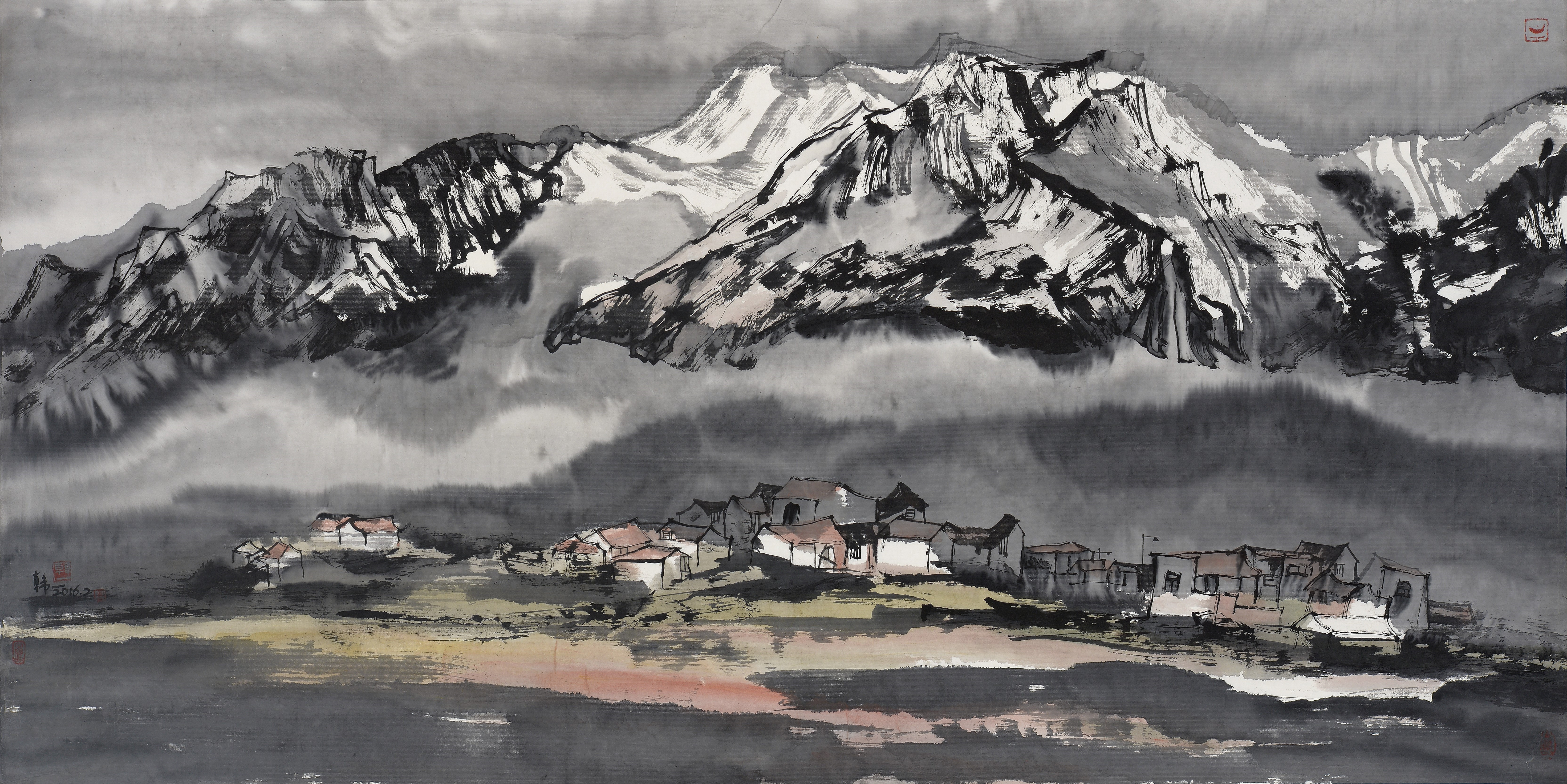 她的西部高原女画家韩一的山水艺术