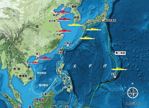 标志着成功突破第一岛链,随后中国海空军穿越宫古海峡和巴士海峡的