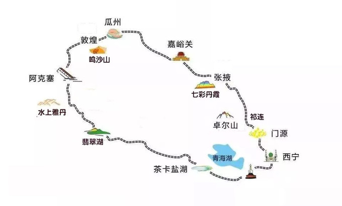 河西走廊旅游线路图图片