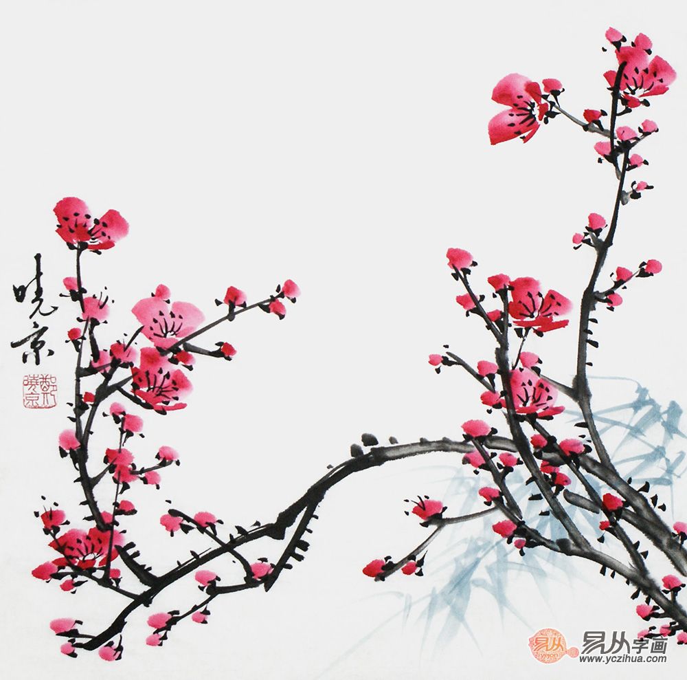 郑晓京写意梅花小品《红梅》