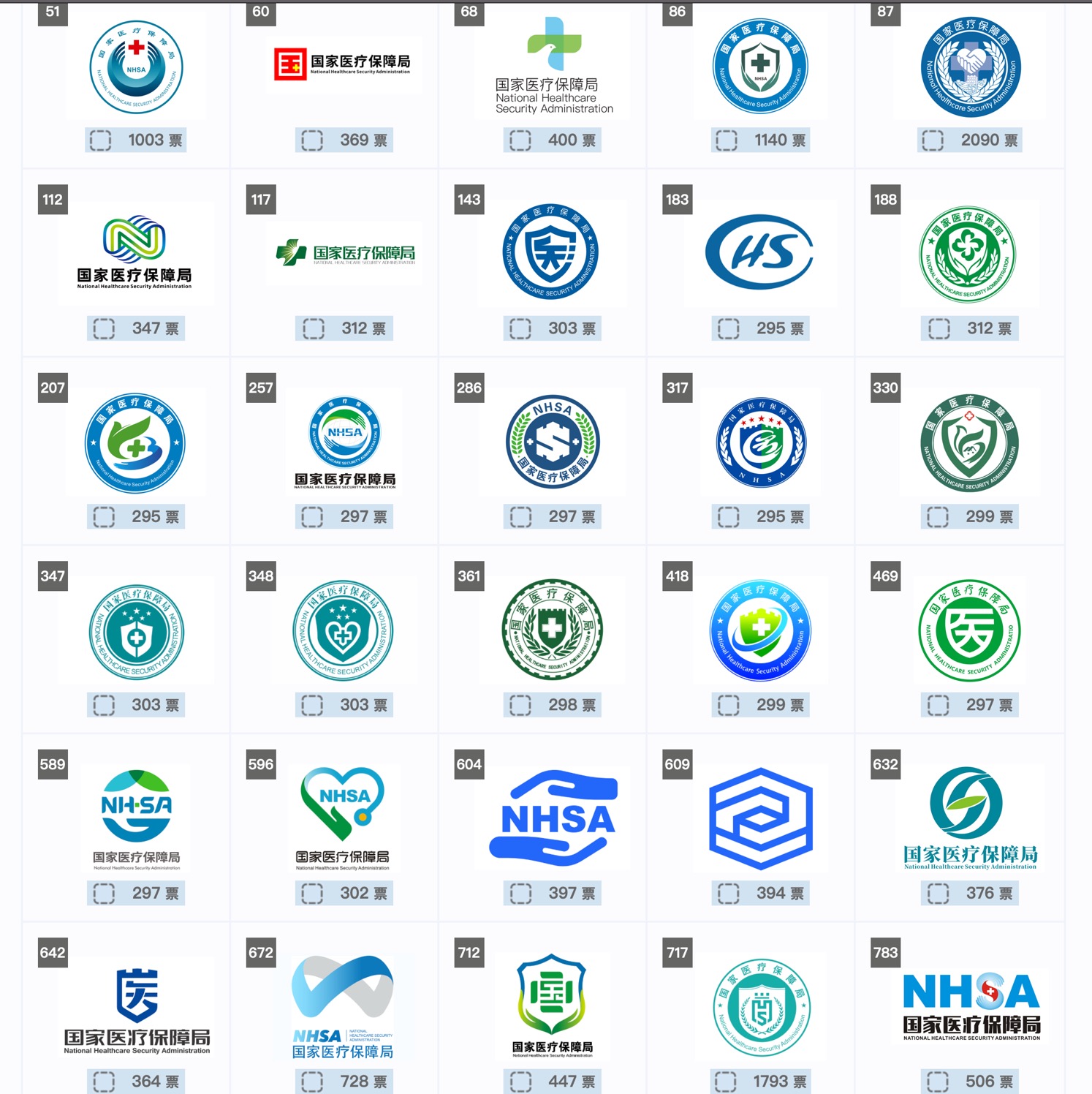 国家医保局logo初选入选作品启动网上投票