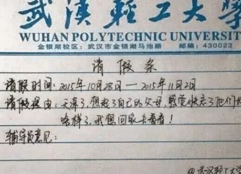 大學生請假條理由一個比一個奇葩網友想看輔導員的回答