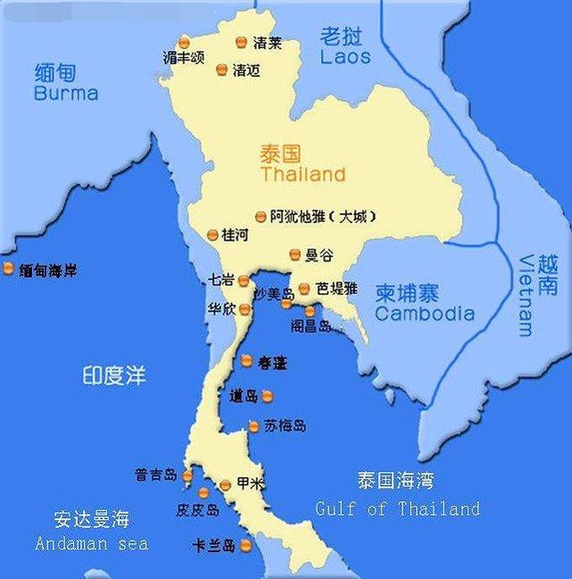 泰国地理位置图图片