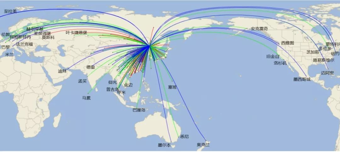 基本形成覆盖东北亚,通达美欧重点城市的国际航线网络,国际航空枢纽