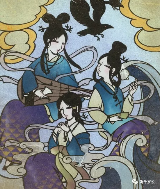 这就是所谓的比赛生孩子) 天照大神嘴里吐出的三位女神就是宗像三女神