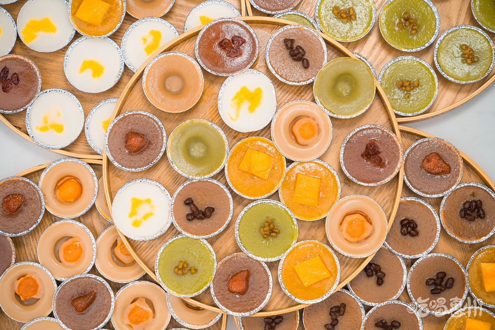 水门爆红钵仔糕18种口味3元一个有斑兰叶口味榴莲味